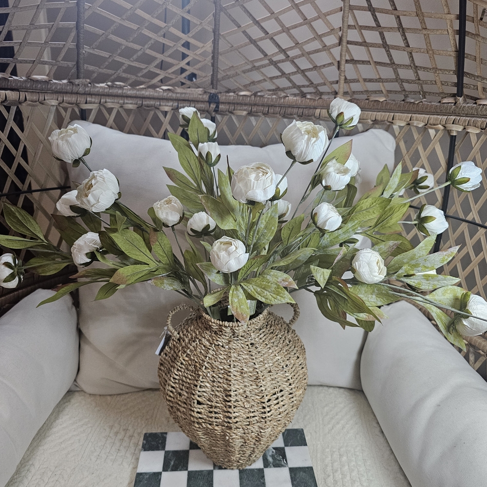 Cream Peony Stem by Ashland Sold Out Viral VHTF set Of 8 And Vase